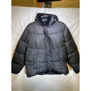 32 Degrees Heat Womens Black Puffer Jacket With Hood Size Large